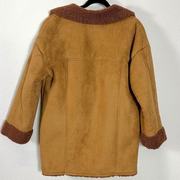Free People Western Bohemian Retro 70s Winter Faux Sherpa Suede Diogo Coat Small - Picture 10 of 13